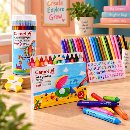 Kids Colouring & Learning Combo – Sketch Pens, Crayon Sets, Alphabet Board & Eraser