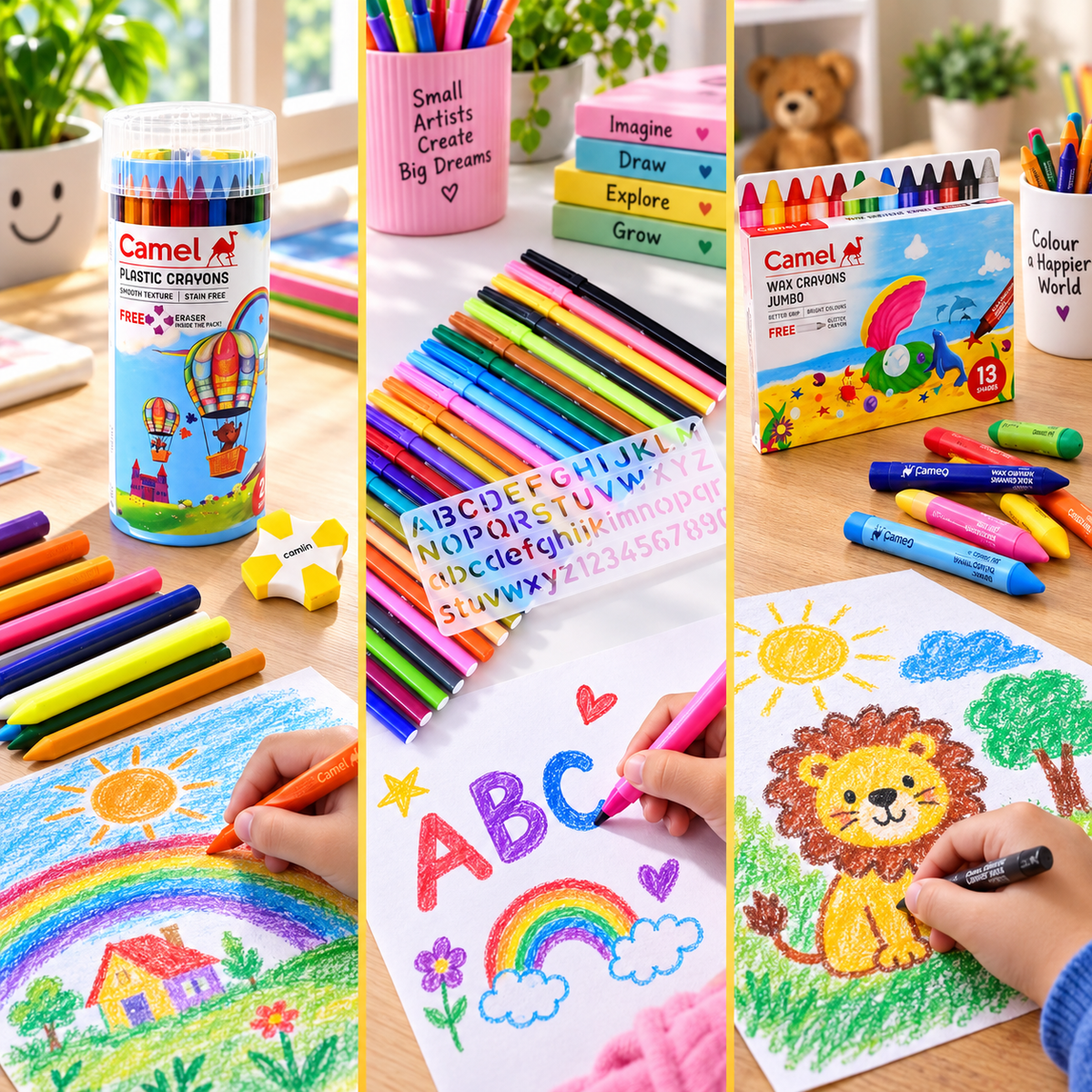 Kids Colouring & Learning Combo – Sketch Pens, Crayon Sets, Alphabet Board & Eraser