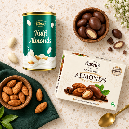 Premium Almond Delight Duo – Kulfi Almonds & Choco Almonds
