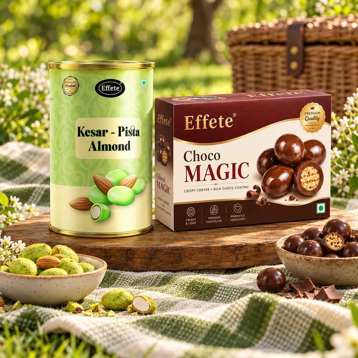 Kesar Pista Almonds with Choco Magic Chocolate Bites for Celebrations and Sharing