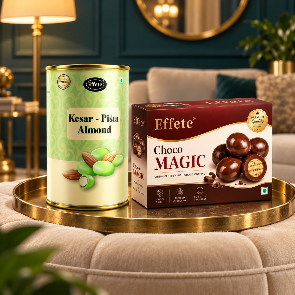 Kesar Pista Almonds with Choco Magic Chocolate Bites for Celebrations and Sharing