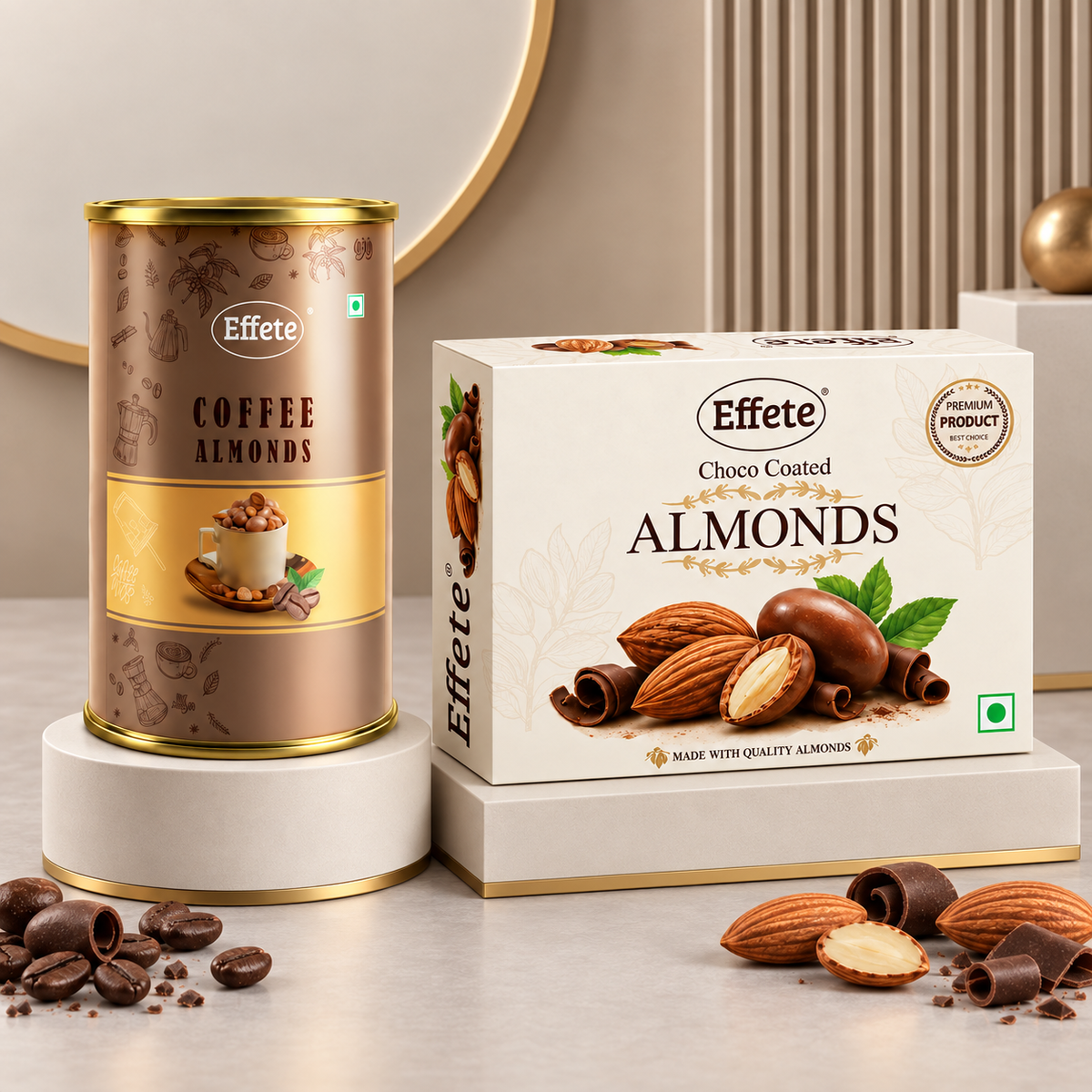 Effete Coffee Flavoured Almonds with Rich Choco Coated Almonds for Gourmet Snacking