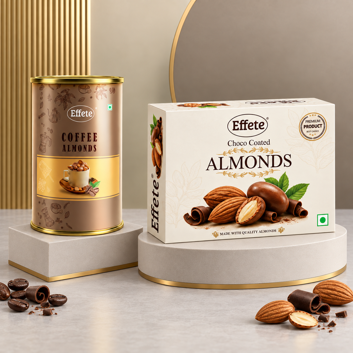 Effete Coffee Flavoured Almonds with Rich Choco Coated Almonds for Gourmet Snacking