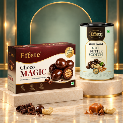 Title: Effete Choco Magic Crispy Centre Bites with Choco Coated Nut Butterscotch for Festive Indulgence