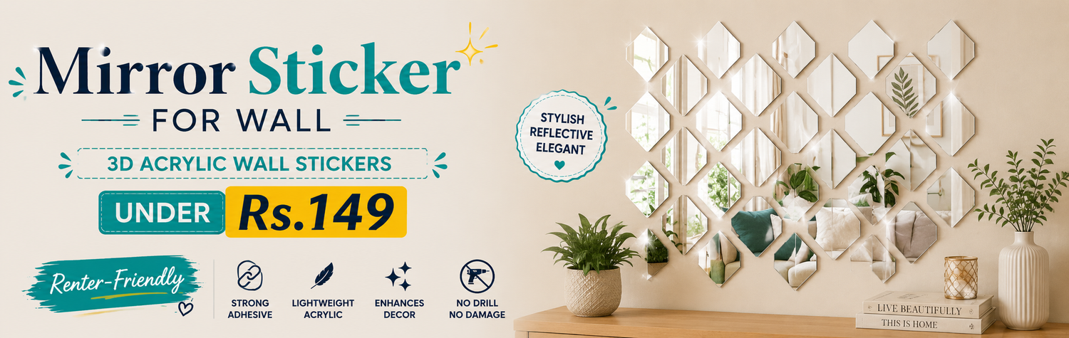 Mirror Sticker for Wall: 3D Acrylic Wall Stickers Under Rs.149 (Renter-Friendly)