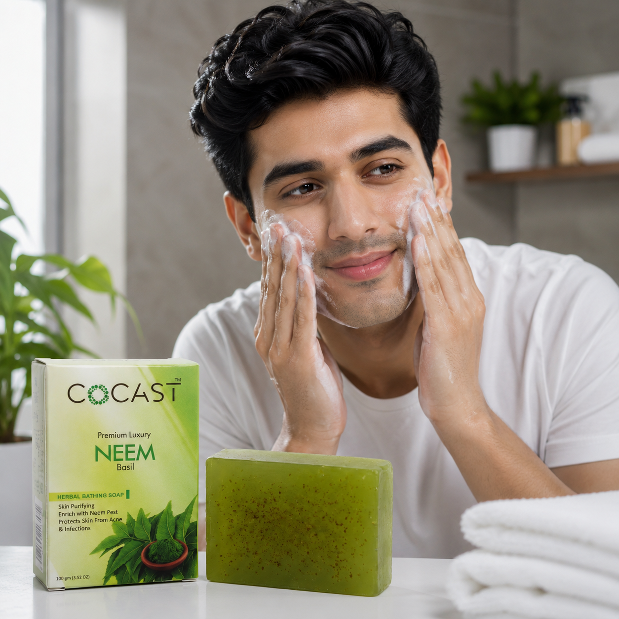 COCAST Premium Luxury Neem Basil Herbal Bathing Soap (100gm)