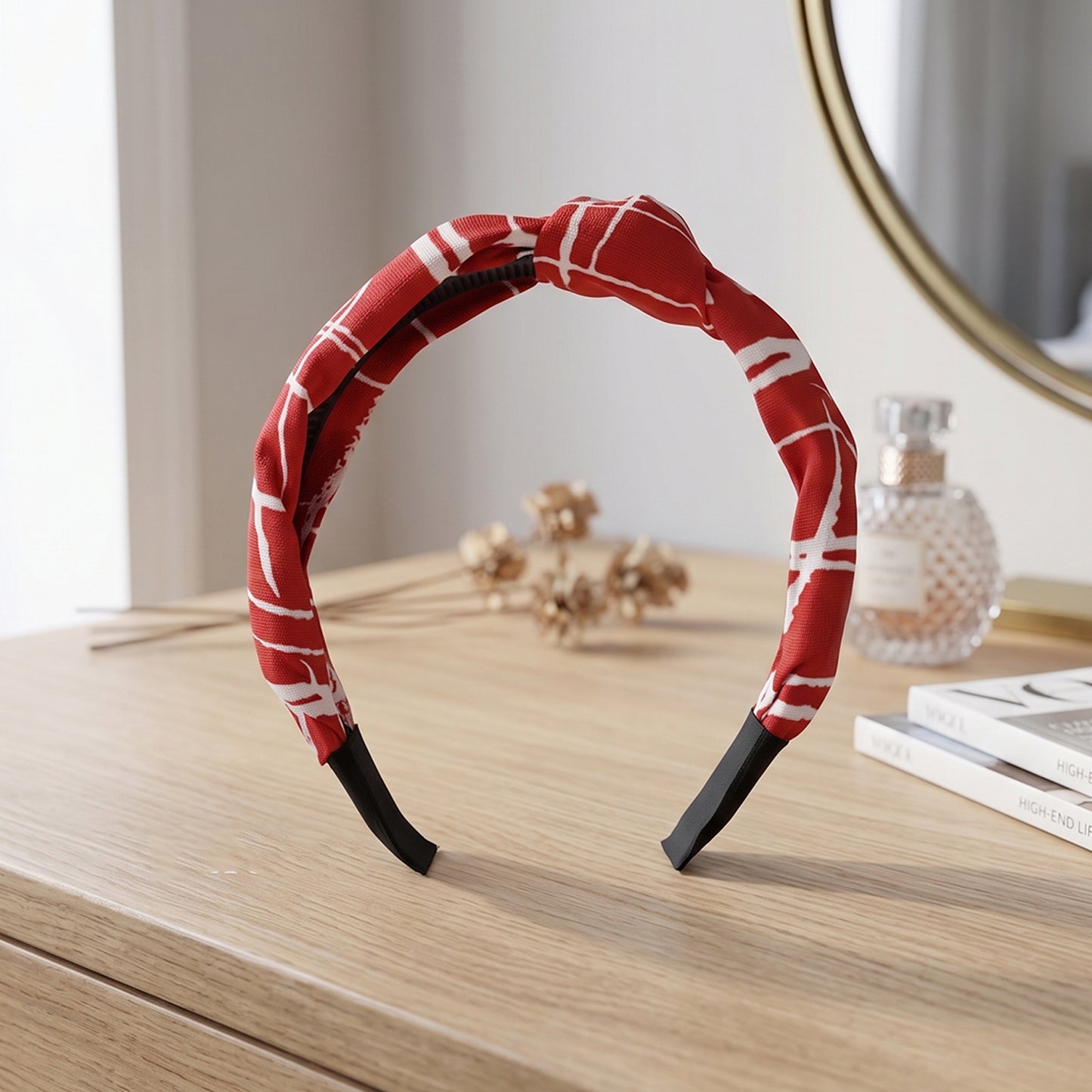 Styled look of printed hairband
