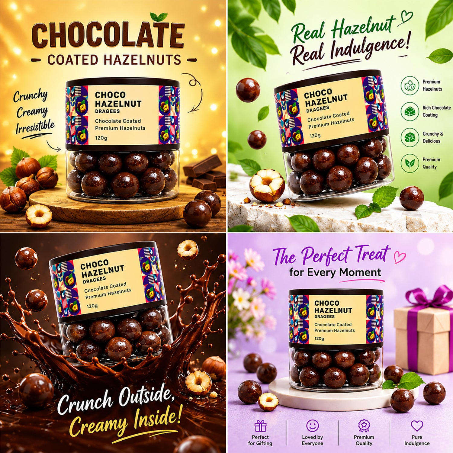 Assorted Oracle Choco Hazelnut Dragees presented on a festive platter