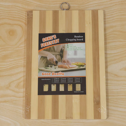 Angled view of the bamboo wood chopping board showing thickness