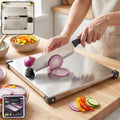 Stainless Steel 2 in 1 Cut and Chop Board with Knife and Sharpener...