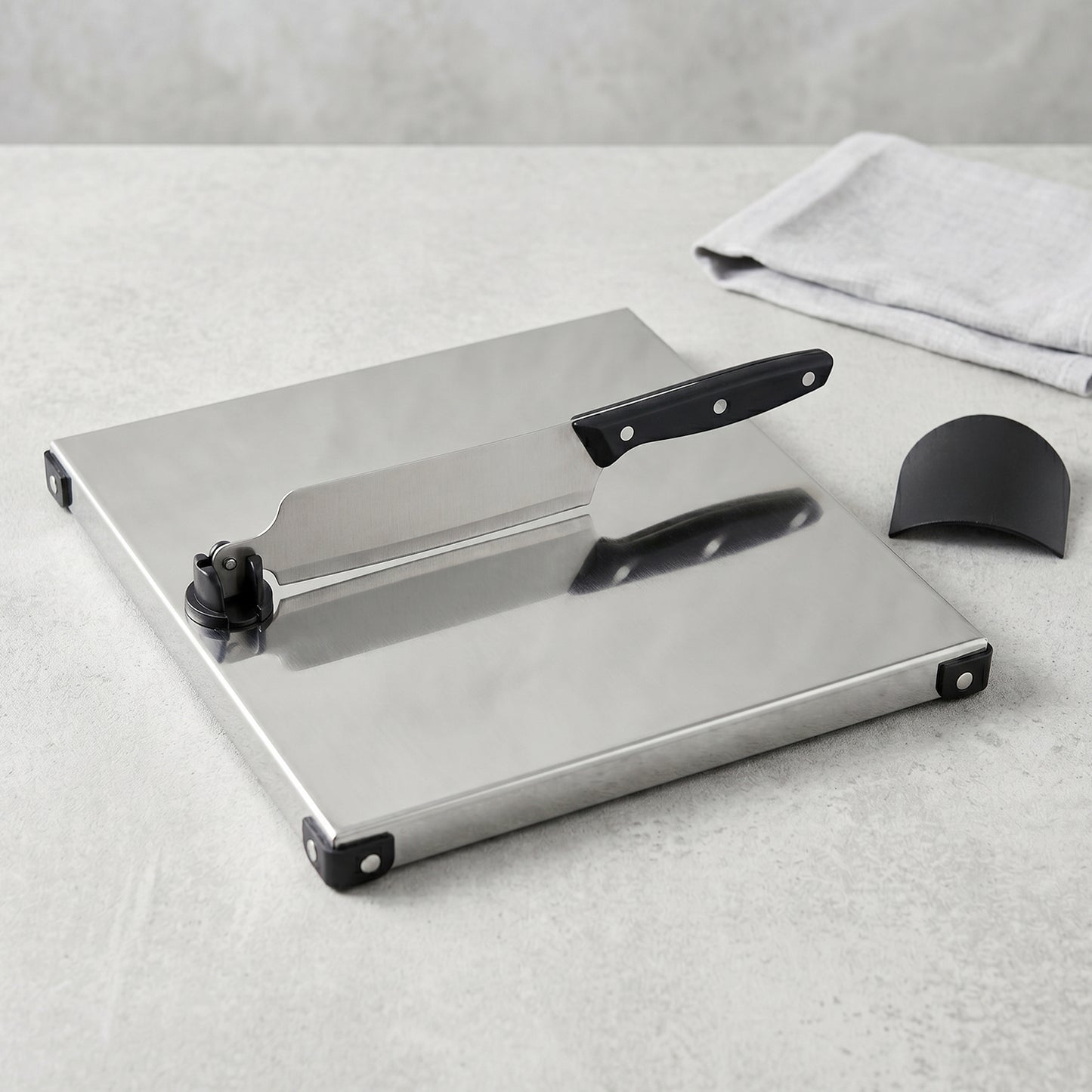 Stainless Steel 2 In 1 Cutting and Chopping Board with Built In Knife (1 Set)