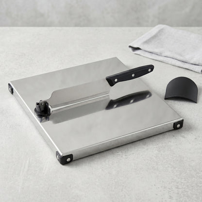 Stainless Steel 2 In 1 Cutting and Chopping Board with Built In Knife (1 Set)