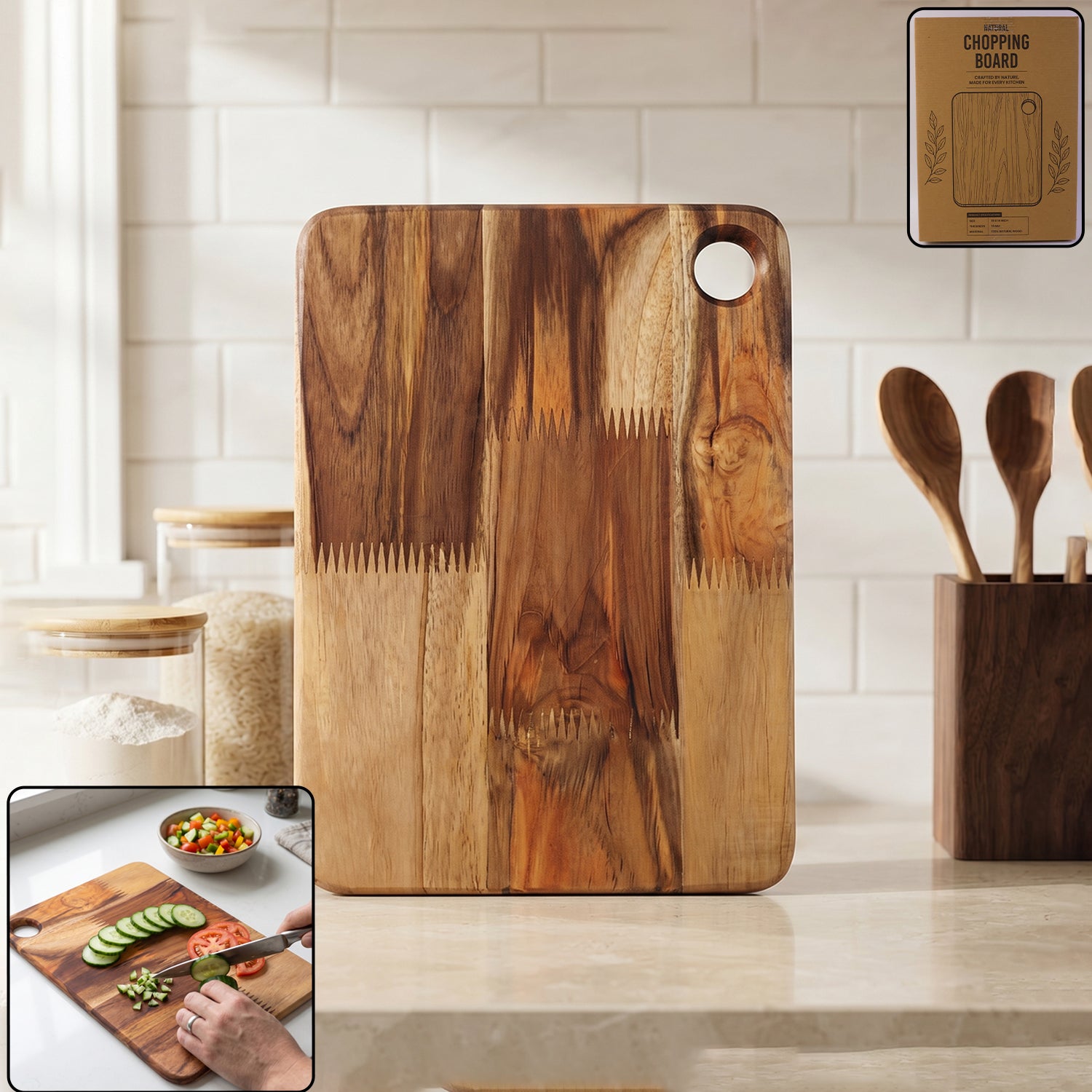 Wooden Chopping Board and Cutting Board for Kitchen 10 x 14 Inch (1 Pc) view 3