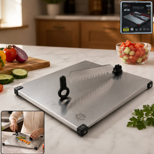 Steel 2 in 1 cutting chopping board knife