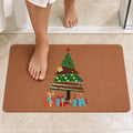 Christmas Tree and Gifts Floor Mat, Absorbent Anti-Slip Rug (1 Pc, 60x40 Cm)