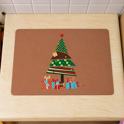 Christmas Tree and Gifts Floor Mat, Absorbent Anti-Slip Rug (1 Pc, 60x40 Cm)