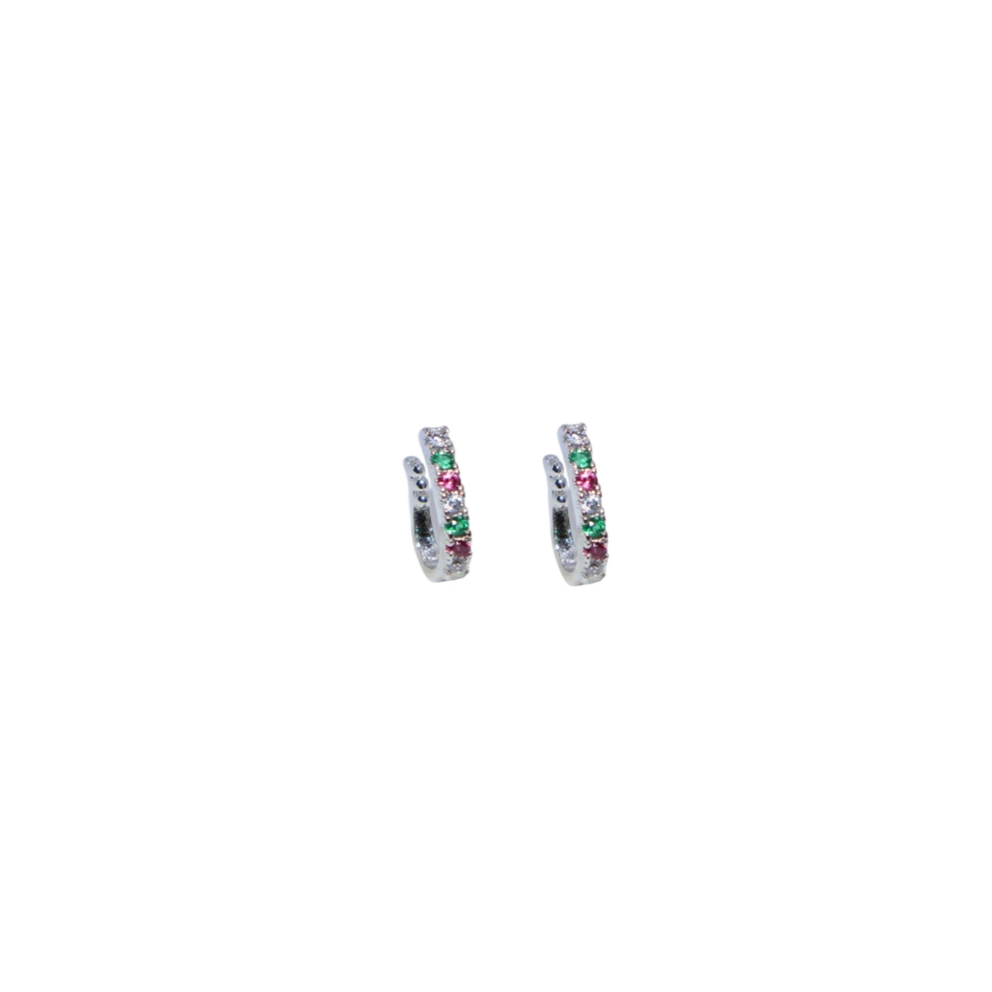 Silver Multicolor Stone Vertical Clip-On Nosepin for Women Combo Pack of 2
