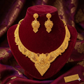 Gold-Tone Floral Necklace with Matching Earrings for Wedding & Festive Wear