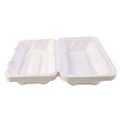 Eco-friendly bagasse food box close up