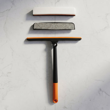 Versatile squeegee for cleaning car windshields, windows, and bathroom tiles