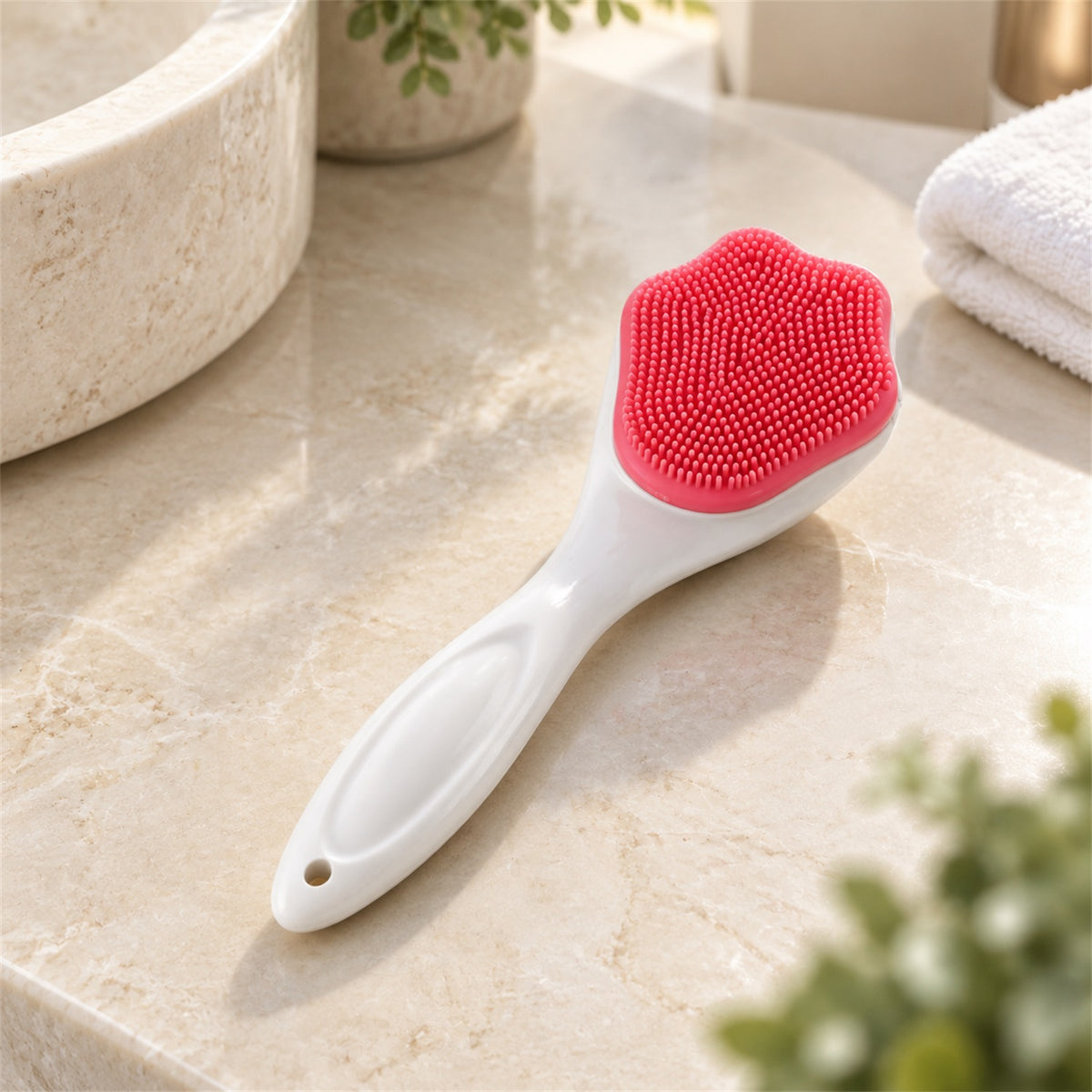 Silicone Face and Body Scrubber, Soft Exfoliating Bath Cleansing Brush (1 Pc)