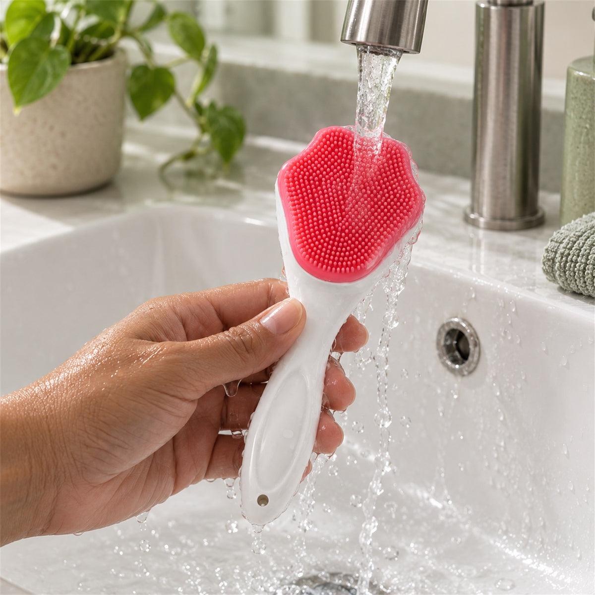 Silicone Face and Body Scrubber, Soft Exfoliating Bath Cleansing Brush (1 Pc)