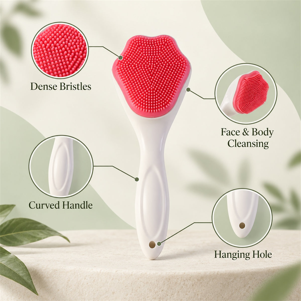 Silicone Face and Body Scrubber, Soft Exfoliating Bath Cleansing Brush (1 Pc)