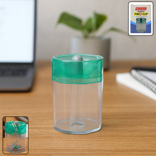 OfficeMate Magnetic Pin & Clip Dispenser – Compact Organizer for Office, School & Home Use
