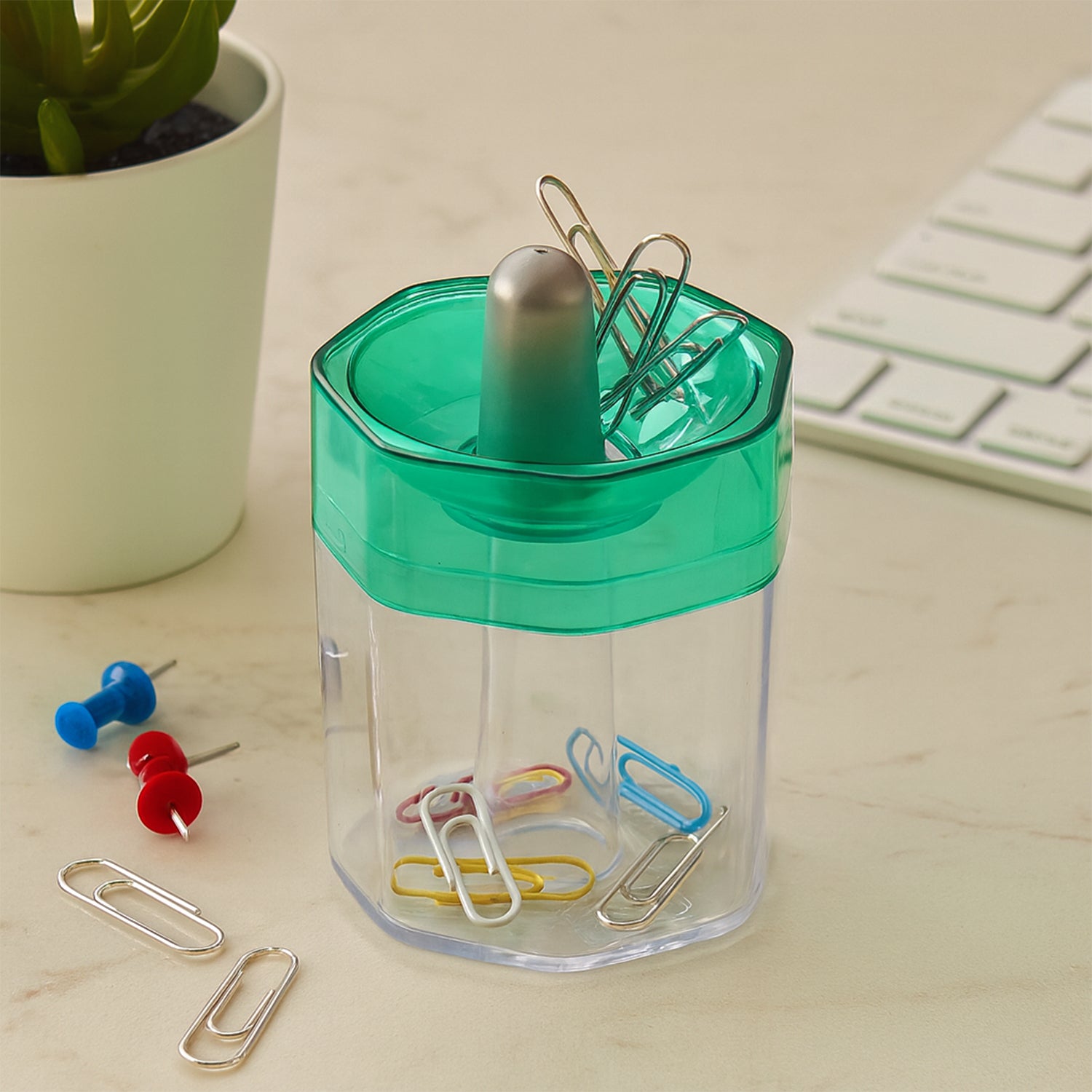 Officemate Magnetic Pin & Clip Dispenser – Compact Organizer for Office, School & Home Use