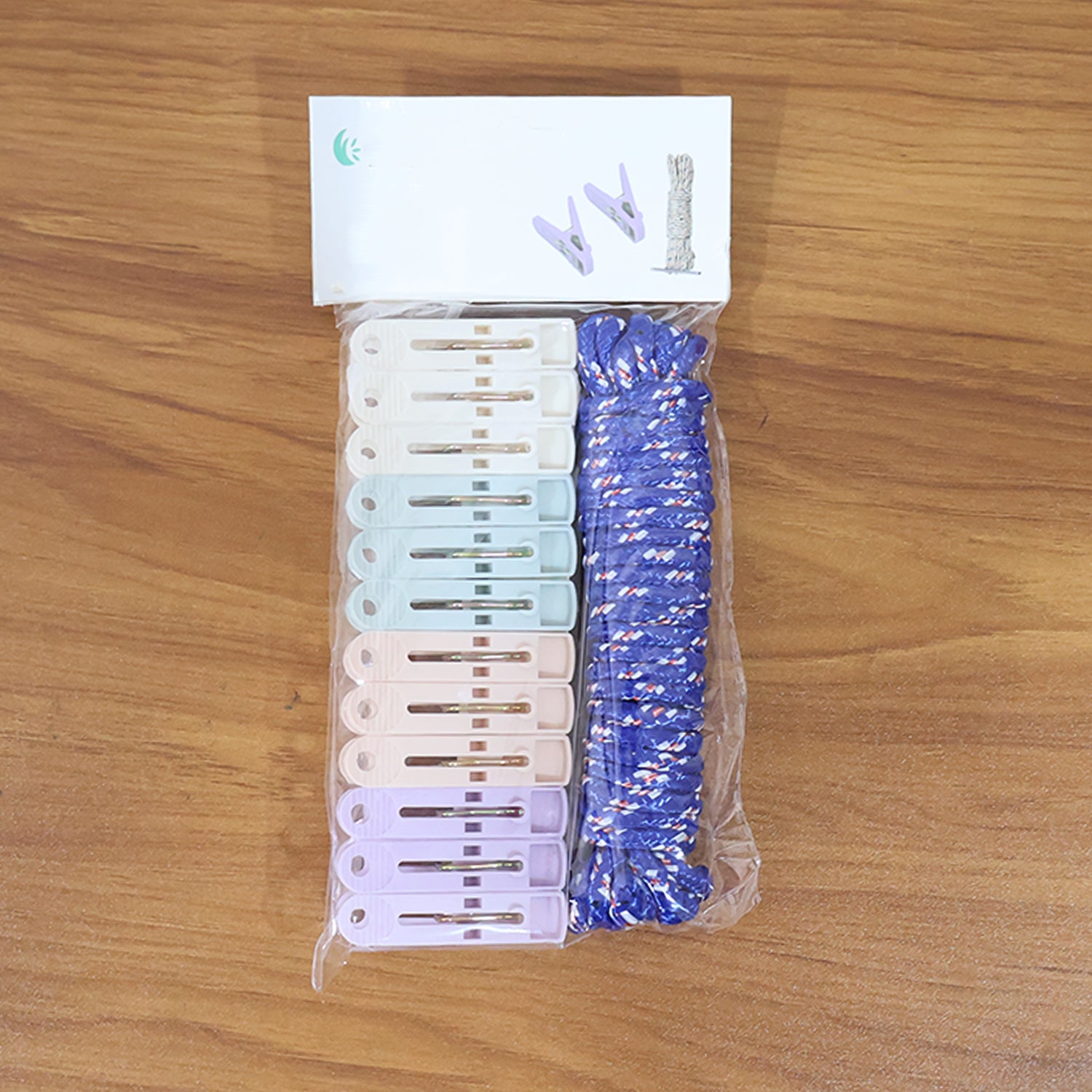 Clothesline Rope with 10 Clips – 5 Meter Approx Heavy Duty Laundry Drying Rope with Clip