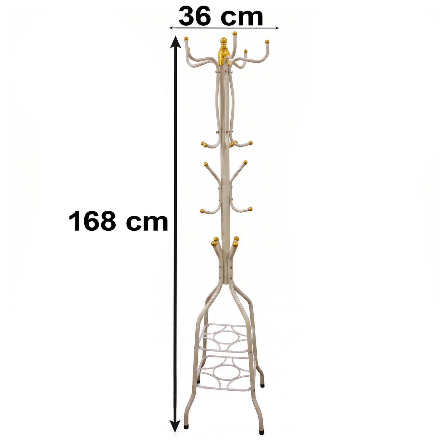 Metal Floor Standing Coat Rack Stand with Bottom Storage Shelf (1 Pc)