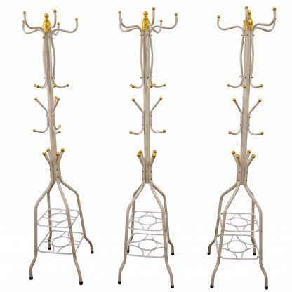 Metal Floor Standing Coat Rack Stand with Bottom Storage Shelf (1 Pc)