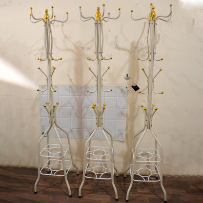 Metal Floor Standing Coat Rack Stand with Bottom Storage Shelf (1 Pc)