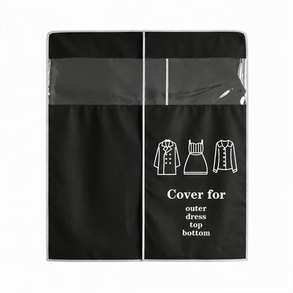 Roomy 110x90 cm black garment dust cover with clear window