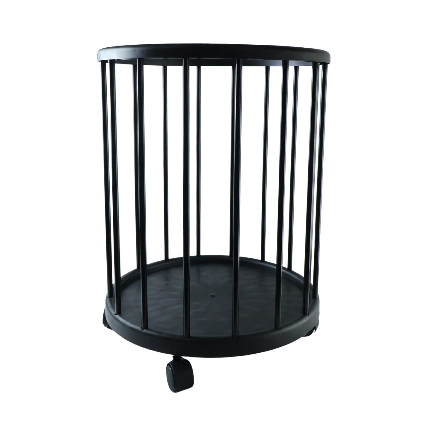 Metal Laundry Basket with Wheels, Round Standing Dirty Clothes Hamper (1 Pc)