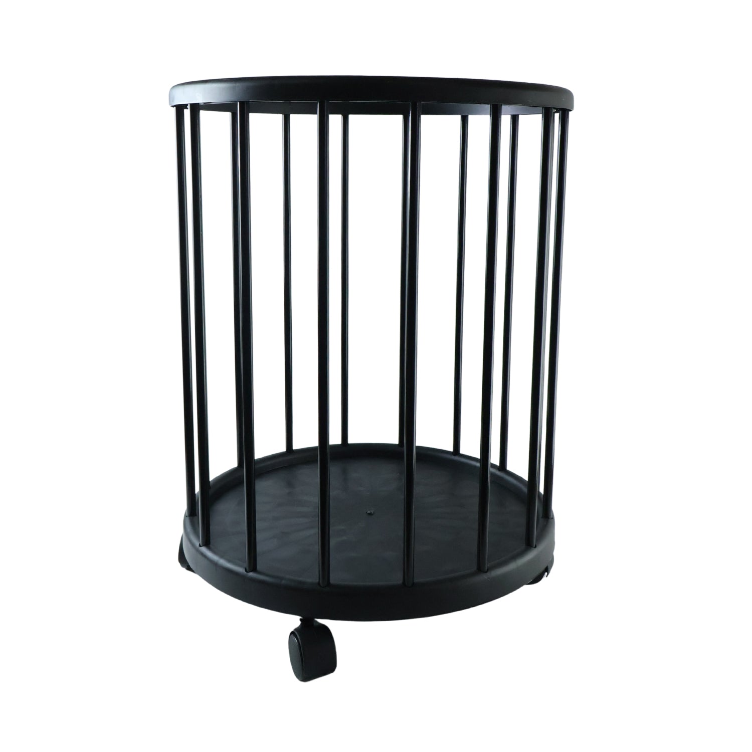 Metal Laundry Basket with Wheels, Round Standing Dirty Clothes Hamper (1 Pc)
