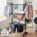 Expandable Garment Rack – 3 Layer Cloth Drying Stand with Wheels