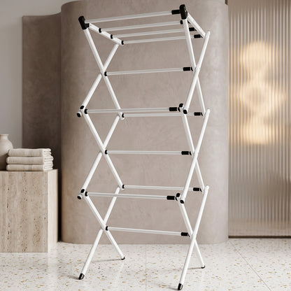 Metal Foldable Clothes Drying Rack 3 Tier Portable Laundry Stand (1 Pc)