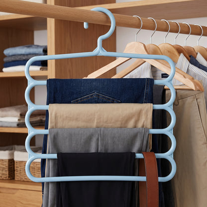 Small 5 in 1 Plastic Hanger Multi Layer Trouser Pant Organizer (1 Pc)
