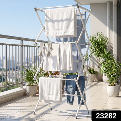 Metal Foldable Clothes Drying Rack Three Tier for Travel Use (1 Pc)