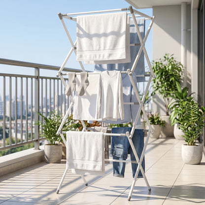 Metal Foldable Clothes Drying Rack Three Tier for Travel Use (1 Pc)