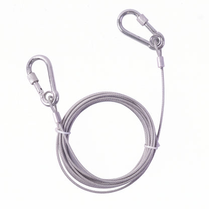 Heavy duty steel clothesline demonstrating its capacity to hold substantial items without sagging.