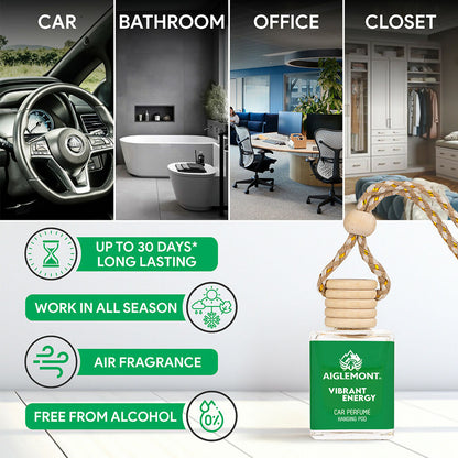 Aiglemont Vibrant Energy Car Perfume Hanging Pod 10ml | Long-Lasting Car Air Freshener | Premium Car Interior Accessory