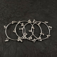 Silver Tone Traditional Kashmiri Bangles Set with Charm Design for Women
