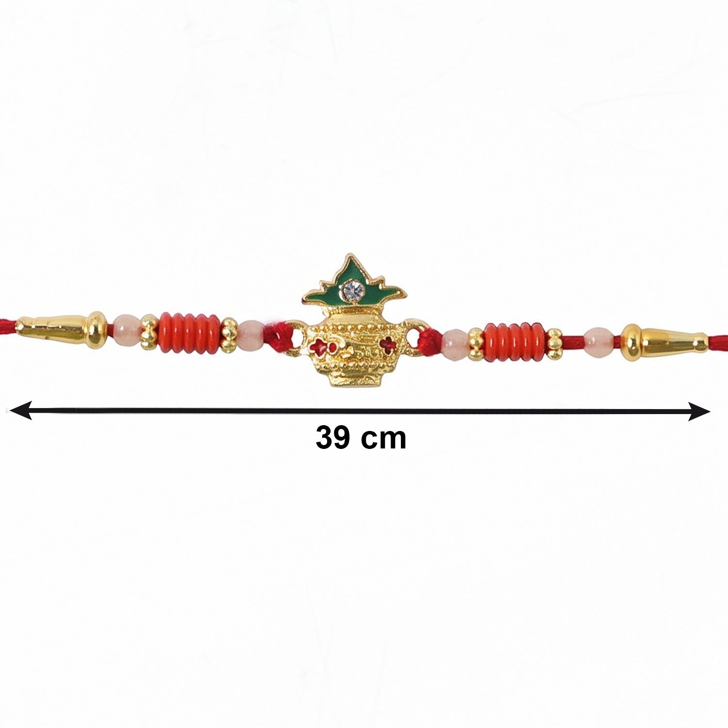 Top view of decorative Sacred Kalash Rakhi