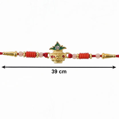 Top view of decorative Sacred Kalash Rakhi