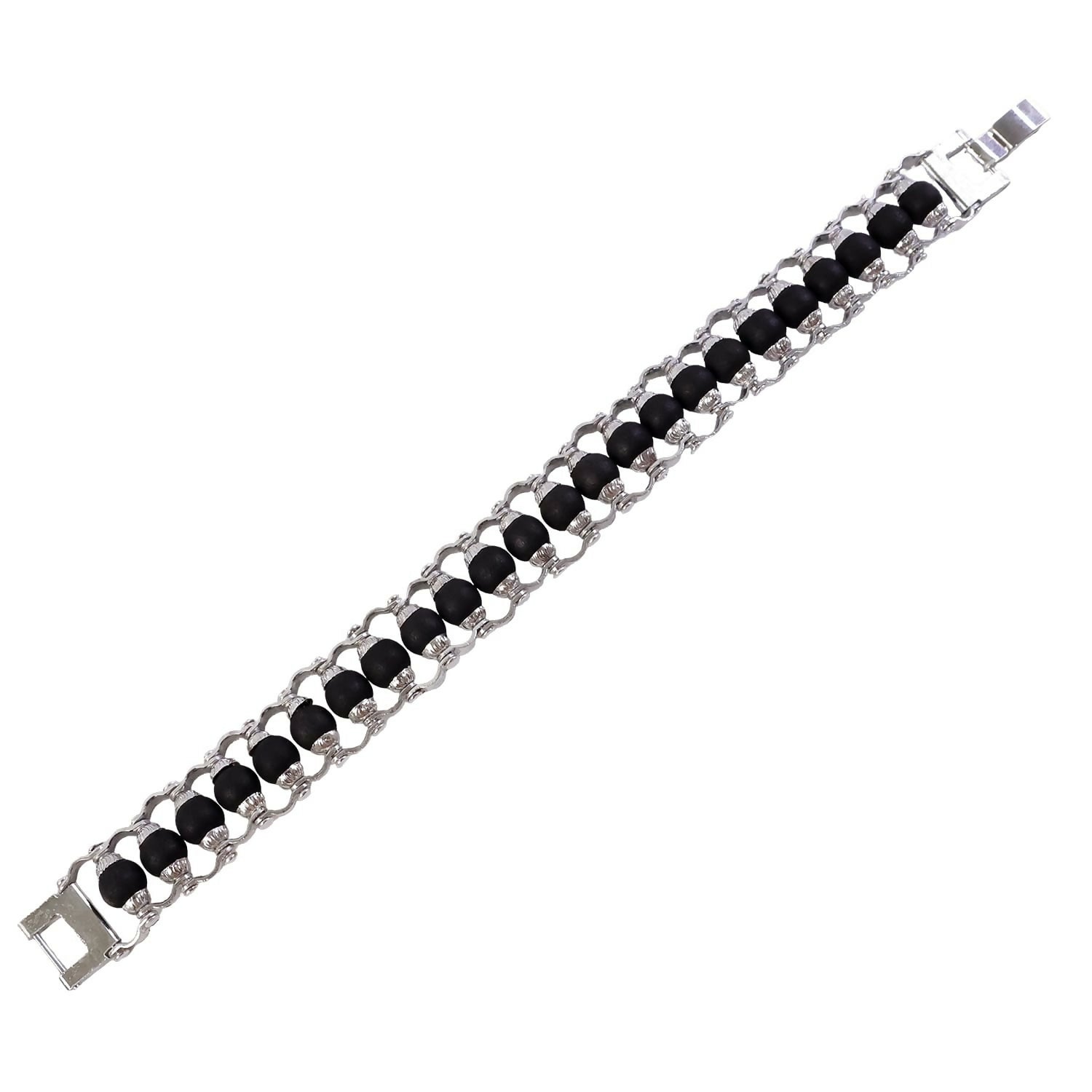 Stylish Karungali Black Bead Silver plated Chain Bracelet for Men Trendy Designer Wrist Wear