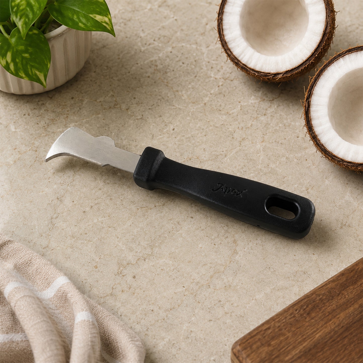 Apex Coconut Meat Removal Tool with Steel Blade and Grip Handle (1 Pc)