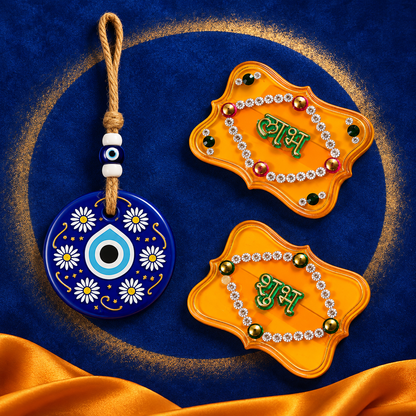 Shubh Labh & Evil Eye Decorative Hanging Set for Home Entrance