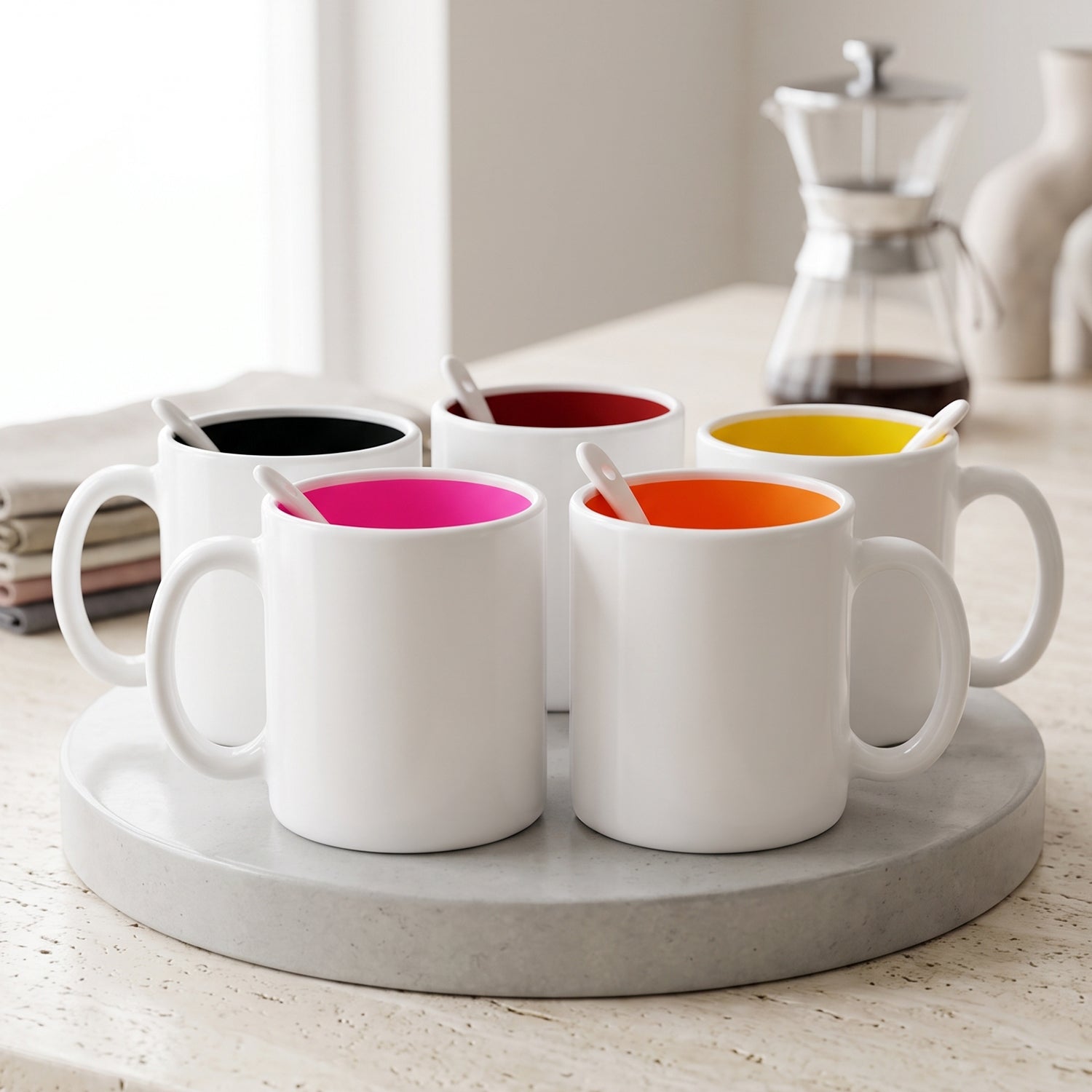 Coffee Mug with Spoon – Designer, Lead-Free Ceramic | Tidy Table